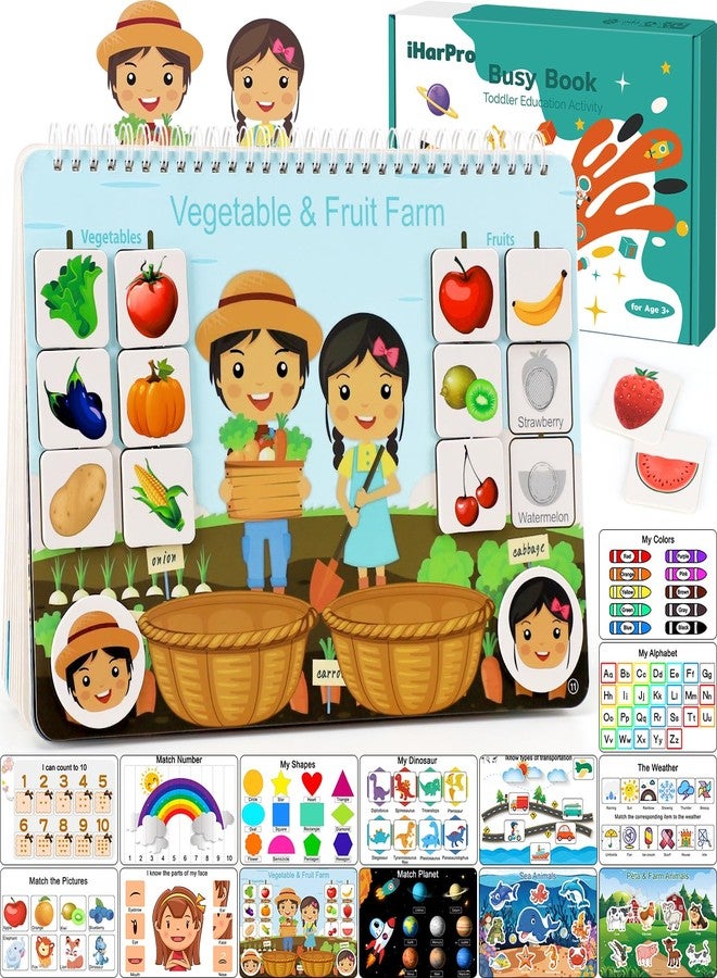 iHarPro Busy Book for Toddlers, Montessori Toys for 3 4 5 6 Years Old, Autism Sensory Educational Toys, Toddler Preschool Learning Activity Binder and Early Books - for Boys & Girls Develops Fine Motor Skills - Image 1
