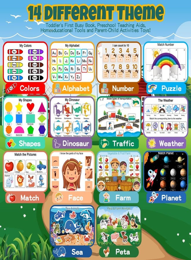 iHarPro Busy Book for Toddlers, Montessori Toys for 3 4 5 6 Years Old, Autism Sensory Educational Toys, Toddler Preschool Learning Activity Binder and Early Books - for Boys & Girls Develops Fine Motor Skills - Image 2