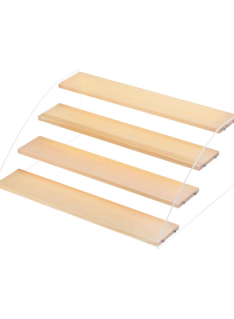 4 Tier Acrylic Riser Clear Display Stand,Cologne Organizer Acrylic Shelves, Clear Rectangular Tiered Display Stand, For  Figures Toys, Cupcake, Food, Desserts, Perfume Collection - Image 1