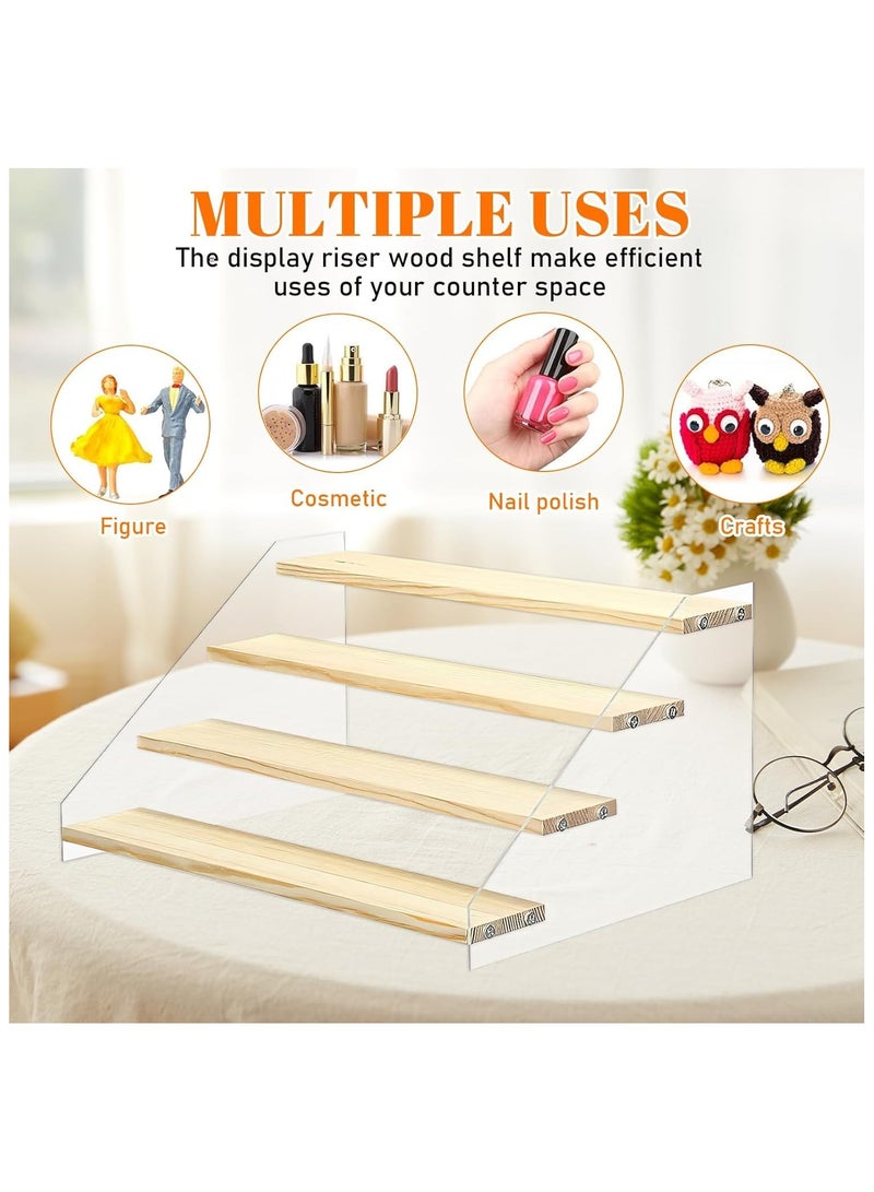 4 Tier Acrylic Riser Clear Display Stand,Cologne Organizer Acrylic Shelves, Clear Rectangular Tiered Display Stand, For  Figures Toys, Cupcake, Food, Desserts, Perfume Collection - Image 5