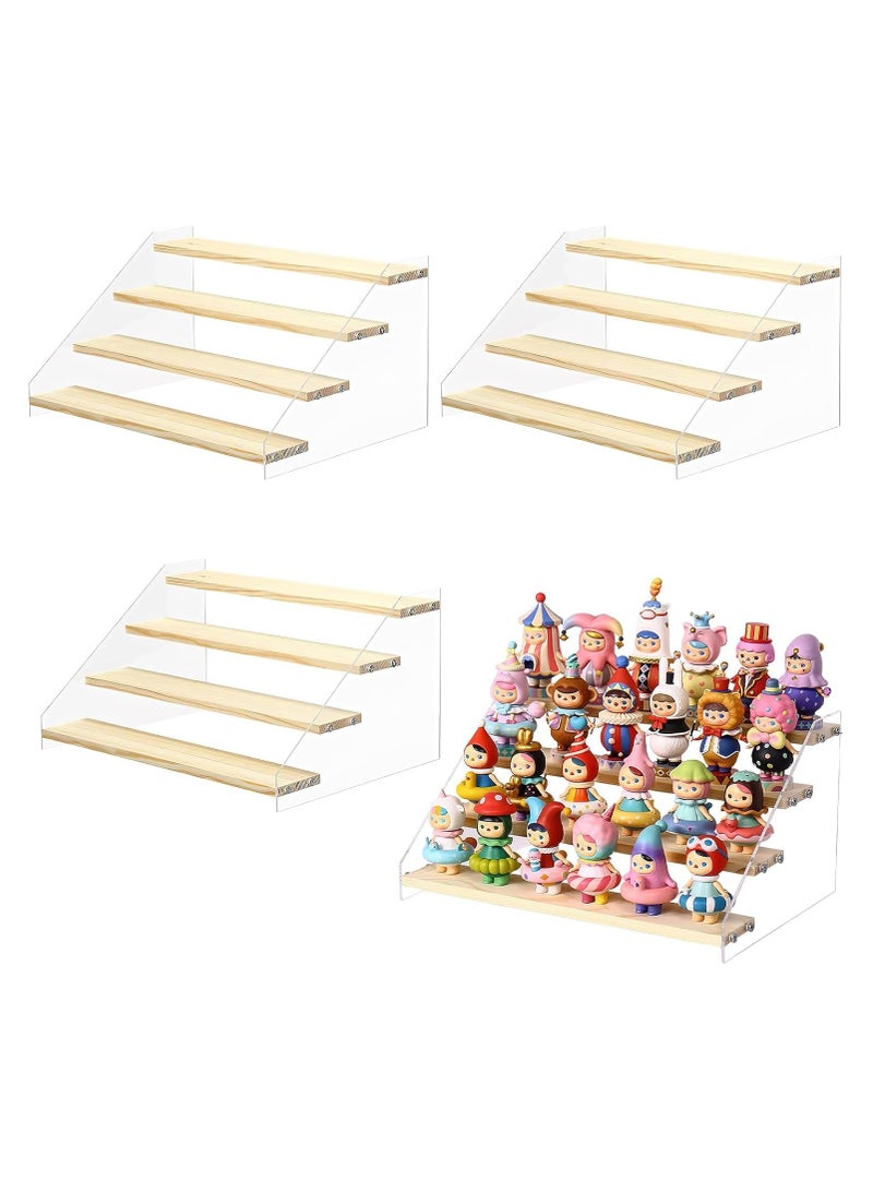 4 Tier Acrylic Riser Clear Display Stand,Cologne Organizer Acrylic Shelves, Clear Rectangular Tiered Display Stand, For  Figures Toys, Cupcake, Food, Desserts, Perfume Collection - Image 4