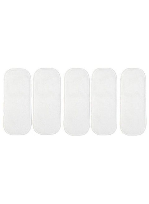 Pack Of 6 White Bamboo Charcoal Inserts Liners Pads(5 Layers) Wetfree Washable Reusable Adjustable Cotton Diaper Nappy Inserts Natures Cloth Diaper Liners For Baby Reusable Cloth Diapers(0 24 Months)