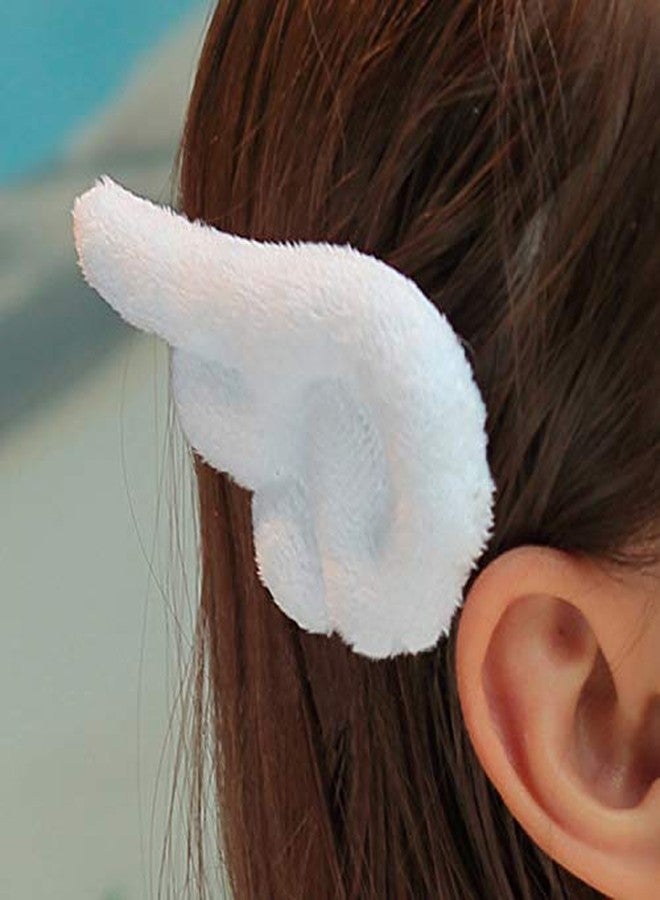 RAINDEWLL Kawaii Angle Wings Hair Clip Anime Plush Cute Hair Pin Accessories 1 Pair - White - Image 2