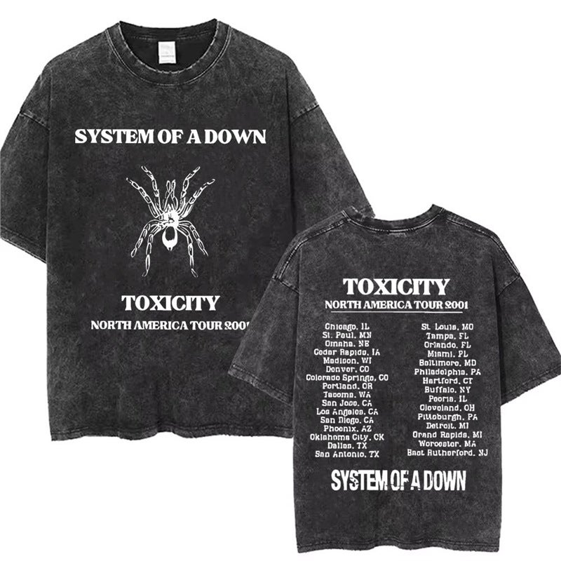 Washed Vintage System Of A Down Toxicity Music Album Cover T - Image 1
