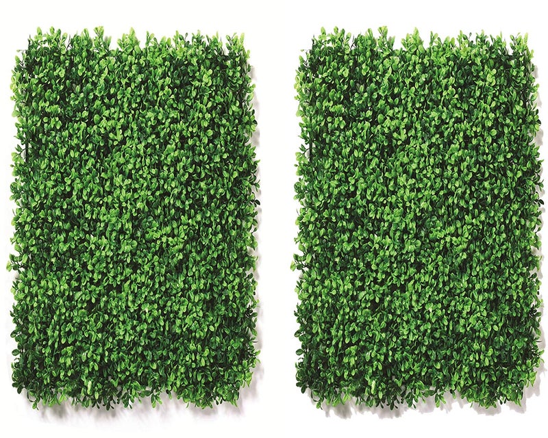 Go Hooked Go Hooked Artificial Grass Vertical Wall Small Leaves Tiles Vertical Garden Wall Tiles Durable Plastic Realistic Versatile Easy Install Weather Resistant Decorative UV Protected40 X 60 Cm Set of 2  - Image 1