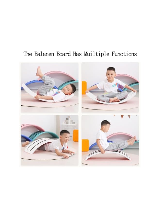 PROMASS لوحة توازن متأرجحة، لوحة توازن متذبذبة 32 بوصة، سلم تسلق للأطفال، لوحة يوجا منحنية، ألعاب تعليمية مفتوحة للأطفال والرضع لتحسين التوازن والتنسيق (أبيض) - Image 4