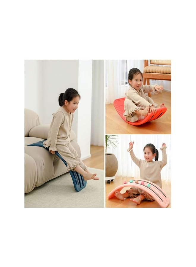 PROMASS لوحة توازن متأرجحة، لوحة توازن متذبذبة 32 بوصة، سلم تسلق للأطفال، لوحة يوجا منحنية، ألعاب تعليمية مفتوحة للأطفال والرضع لتحسين التوازن والتنسيق (أبيض) - Image 5