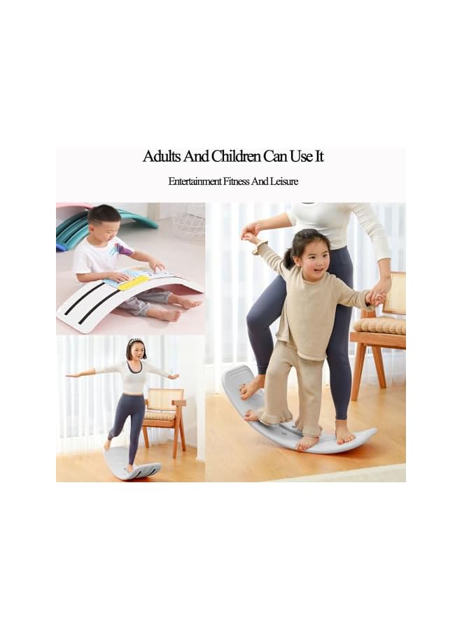 PROMASS لوحة توازن متأرجحة، لوحة توازن متذبذبة 32 بوصة، سلم تسلق للأطفال، لوحة يوجا منحنية، ألعاب تعليمية مفتوحة للأطفال والرضع لتحسين التوازن والتنسيق (أبيض) - Image 3