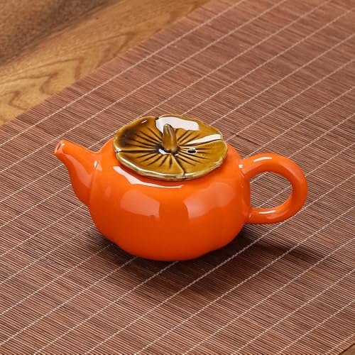 ZPGXLRZ Portable Gongfu Ceramic Tea Set - Beautiful Persimmon-Shaped Chinese Tea Set with Teapot, Tea Can & 2 Cups, Gift Boxed - Image 3