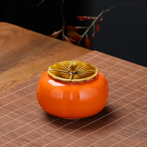ZPGXLRZ Portable Gongfu Ceramic Tea Set - Beautiful Persimmon-Shaped Chinese Tea Set with Teapot, Tea Can & 2 Cups, Gift Boxed - Image 4