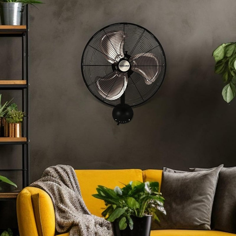 Hurricane Pro High Velocity Oscillating Metal Wall Mount Fan w/ 3 Speeds, Black, 16" - Corded Electric Air Cooling Unit w/ Powerful 2400 CFM Airflow for Home, Garage, Gym, Workshop & Greenhouse - Image 3