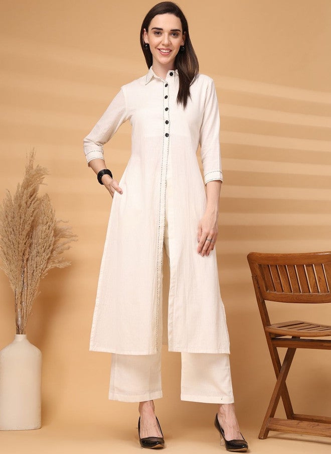 LARGISH Regular Pure Cotton Kurta with Solid Palazzos for Festive Occasions - Image 1