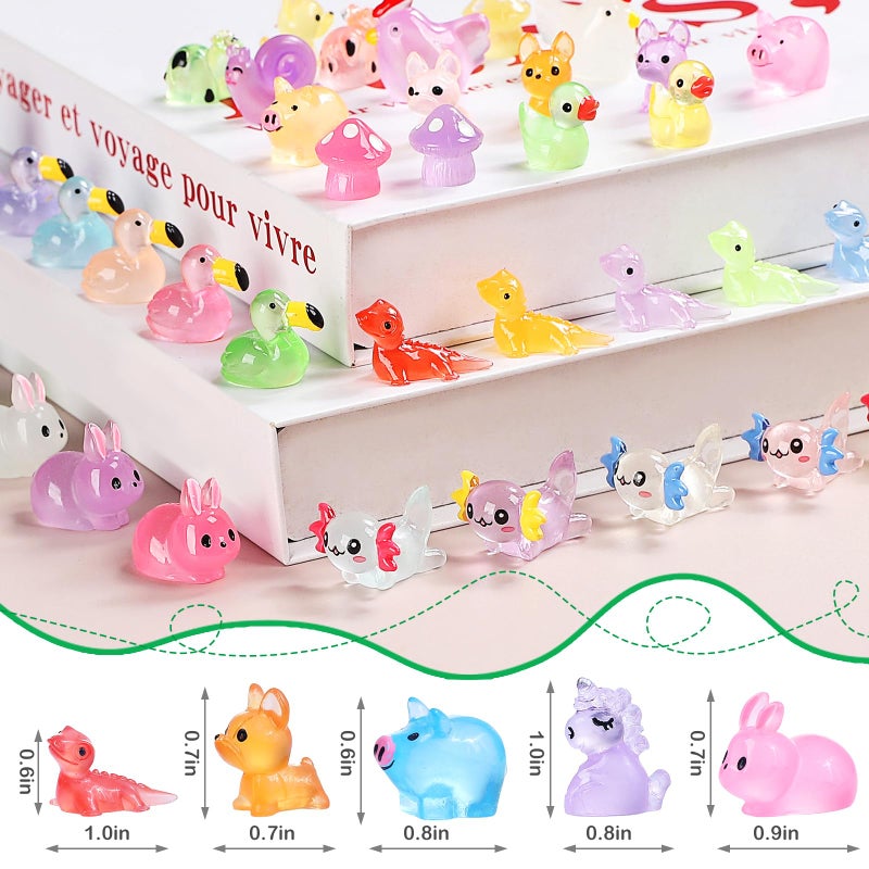 LOVEXIRAN Luminous mini Resin Animals to Hide 120 Pcs Tiny Resin Animals Glow in The Dark for Miniature Fairy Garden Decoration Accessories Micro Landscape Aquarium Potted Decoration - Image 2