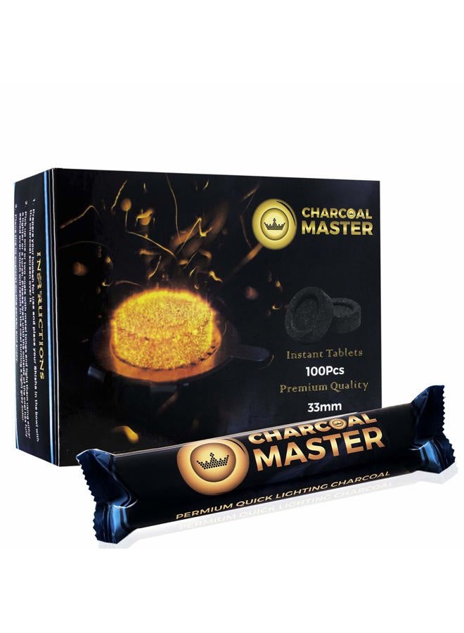 CHARCOAL MASTER Tablets for Incense – Quick Light Coal Tablets – Disks – 33 mm Rolls – Pack of 100 Coal Briquettes – Slow Burn - Instant Lighting (Lemon) - Image 1