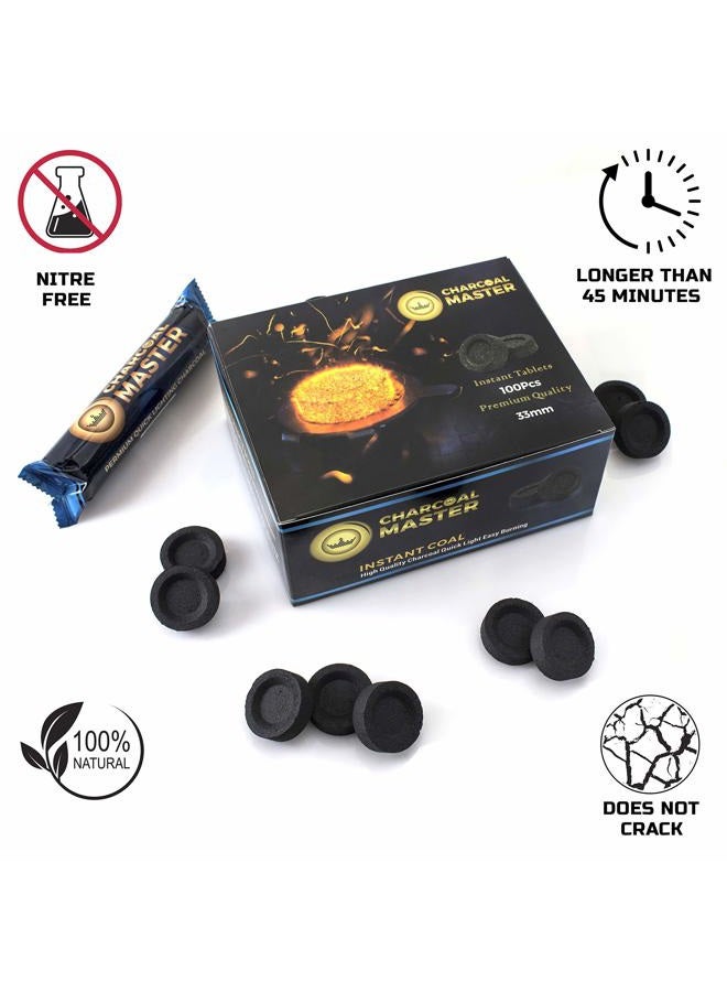 CHARCOAL MASTER Tablets for Incense – Quick Light Coal Tablets – Disks – 33 mm Rolls – Pack of 100 Coal Briquettes – Slow Burn - Instant Lighting (Lemon) - Image 5