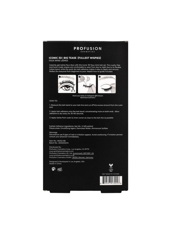 Profusion Cosmetics Iconic 3D Faux Mink Lashes, Achieve Effortless Elegance with Lightweight and Flexible Beauty Tools (Big Tease) - Image 3