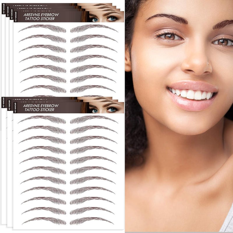 Aresvns Eyebrow Tattoo Chocolate 77 Pairs 4D Lifelike Imitation EyebrowsPopular Reddish Brown Eyebrow Transfers StickerSuitable SizesWaterproof and LongLasting 46 Days Christmas Gift