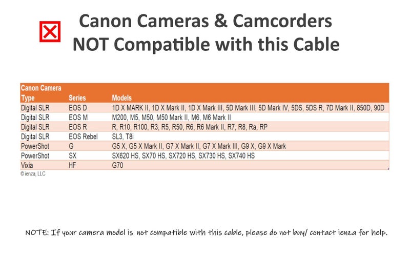 ienza Camera IFC-400PCU USB Data / File Transfer Cable for Canon Rebel EOS T1i T2i T3 T3i T4i T5 T5i T6 T6i T6s T7i, Select PowerShot & Vixia Camcorders - See Complete List of Compatible Canon Models Below - Image 5