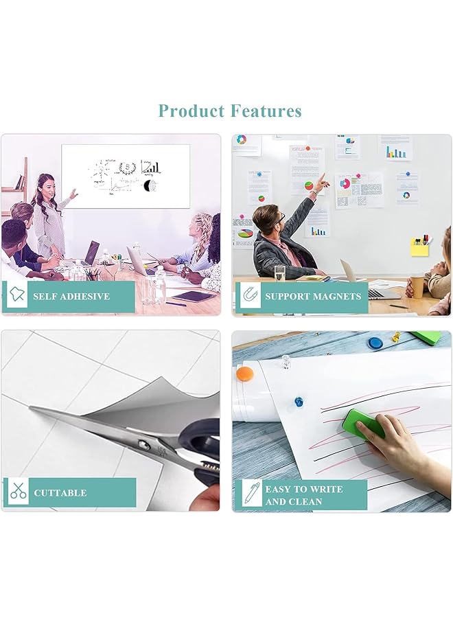 erorex Magnetic Dry Erase Whiteboard Paper 12 Inch X 18 Inch Self Adhesive Whiteboard For Wall Easy To Write And Clean Dry Erase Board For Kids Office Home With Marker Magnetic Eraser And Magnets  - Image 2