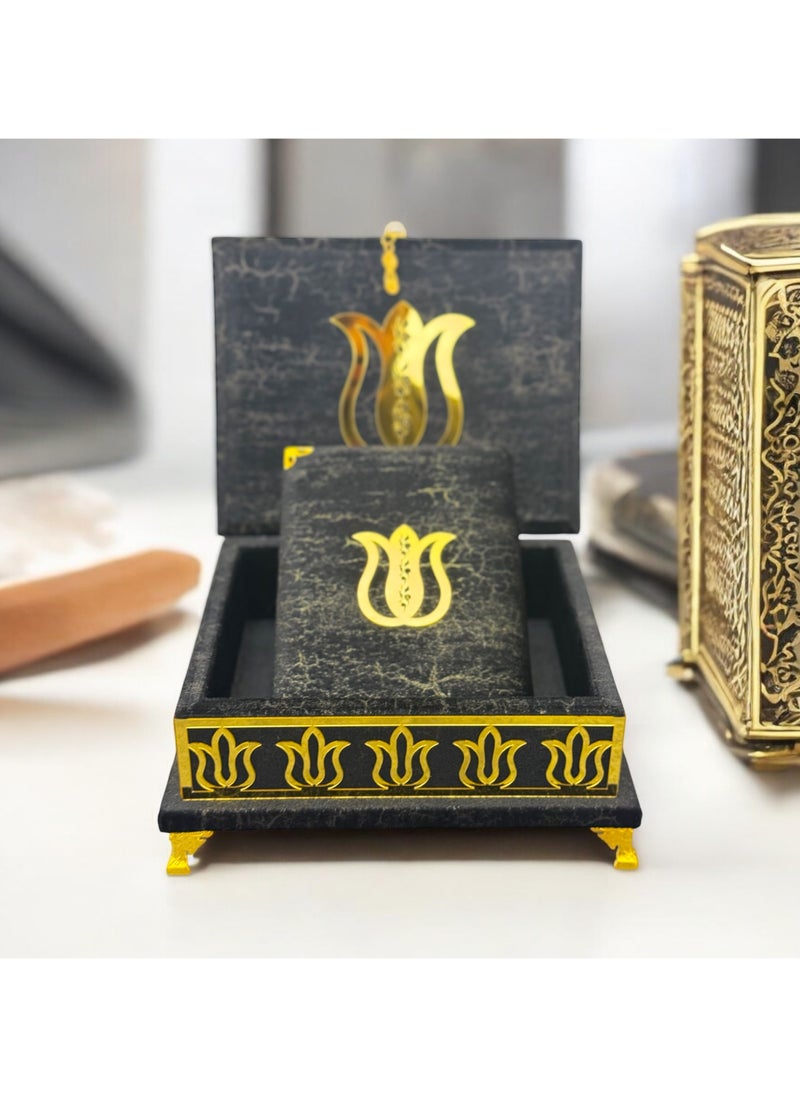OLUDENIZ Velvet Quran Set with Gold Details – Islamic Gift for Home, Office & Special Occasions  - Image 5