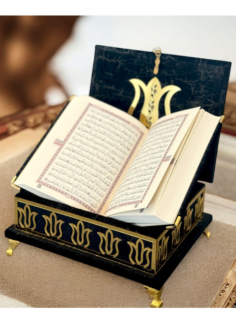 OLUDENIZ Velvet Quran Set with Gold Details – Islamic Gift for Home, Office & Special Occasions  - Image 2