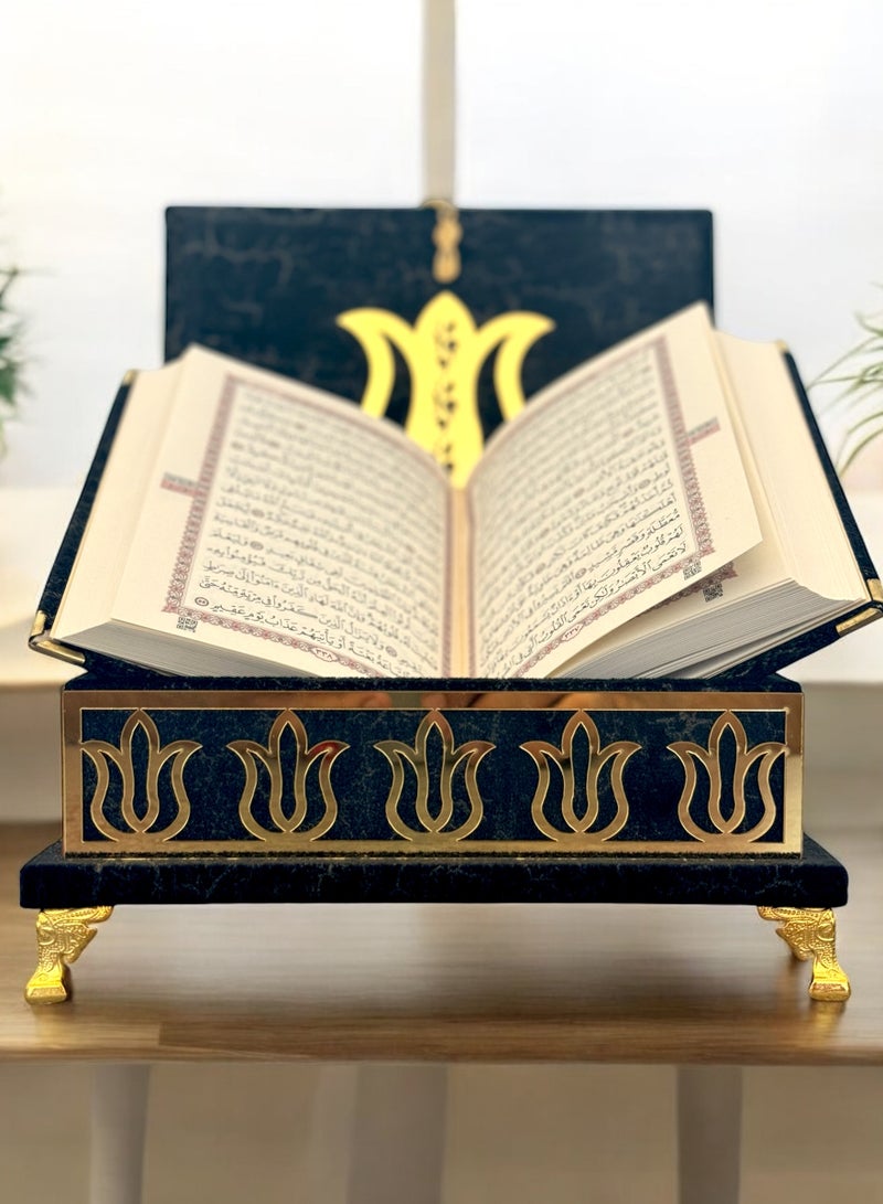 OLUDENIZ Velvet Quran Set with Gold Details – Islamic Gift for Home, Office & Special Occasions  - Image 1