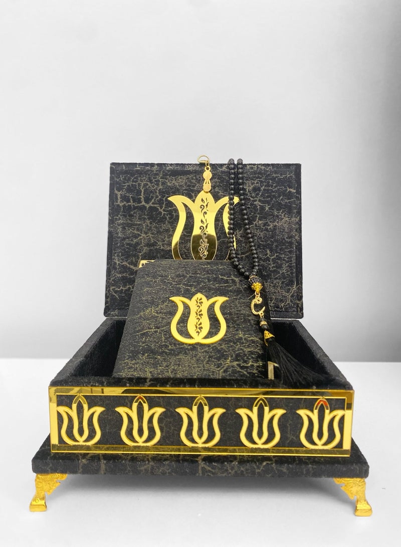OLUDENIZ Velvet Quran Set with Gold Details – Islamic Gift for Home, Office & Special Occasions - Image 2