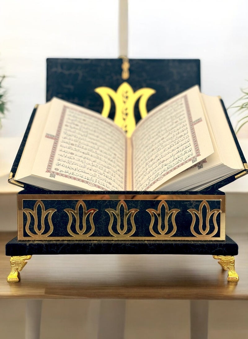 OLUDENIZ Velvet Quran Set with Gold Details – Islamic Gift for Home, Office & Special Occasions - Image 1