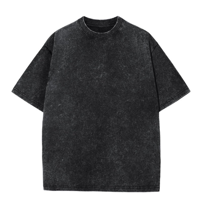 SnowElve Men's Oversized Cotton T-Shirts Loose Fit Vintage Washed Tee Unisex Short Sleeve Casual Shirts Tops(Black,m) - Image 1