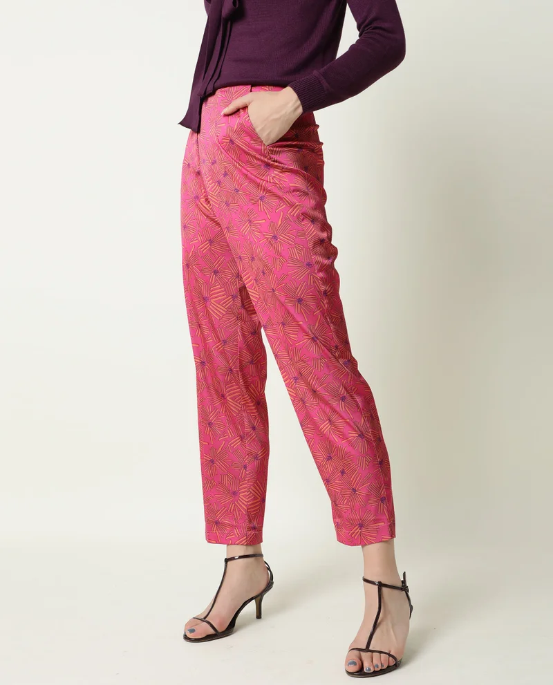 Rareism Women's Geometric Print Trousers