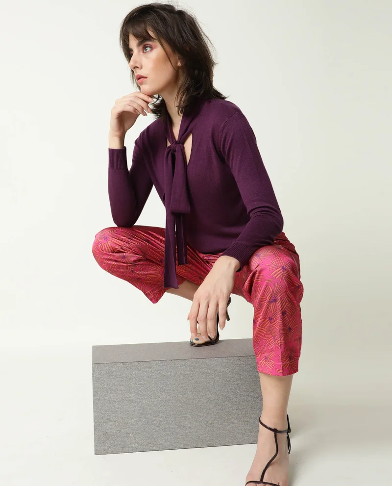 Rareism Women's Geometric Print Trousers