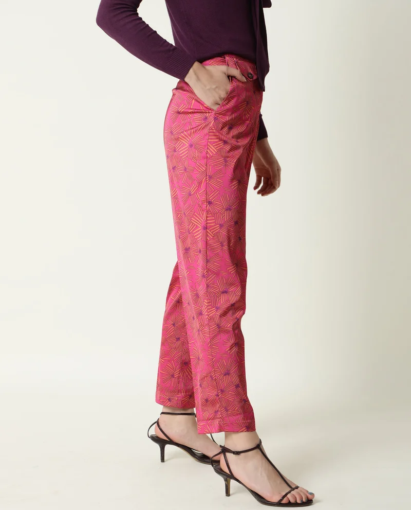Rareism Women's Geometric Print Trousers
