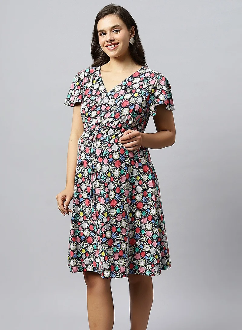 TUMMY Floral V-Neck Dress