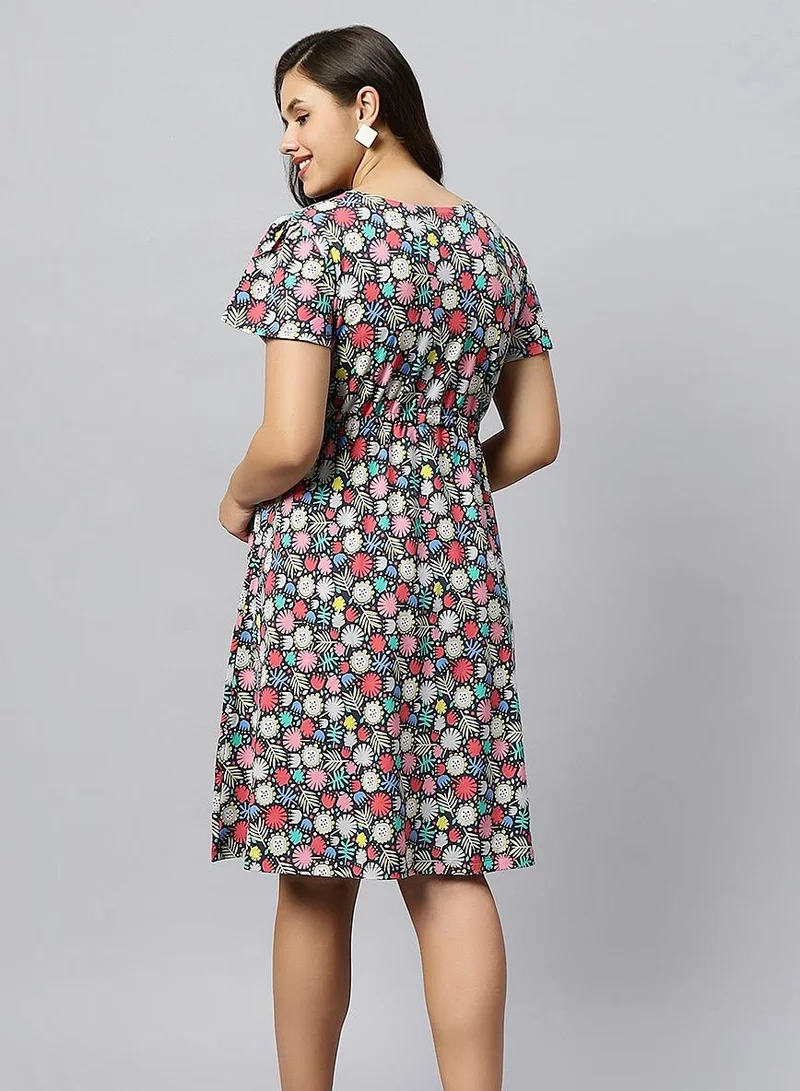 TUMMY  Floral V-Neck Dress for Women | Best Price UAE