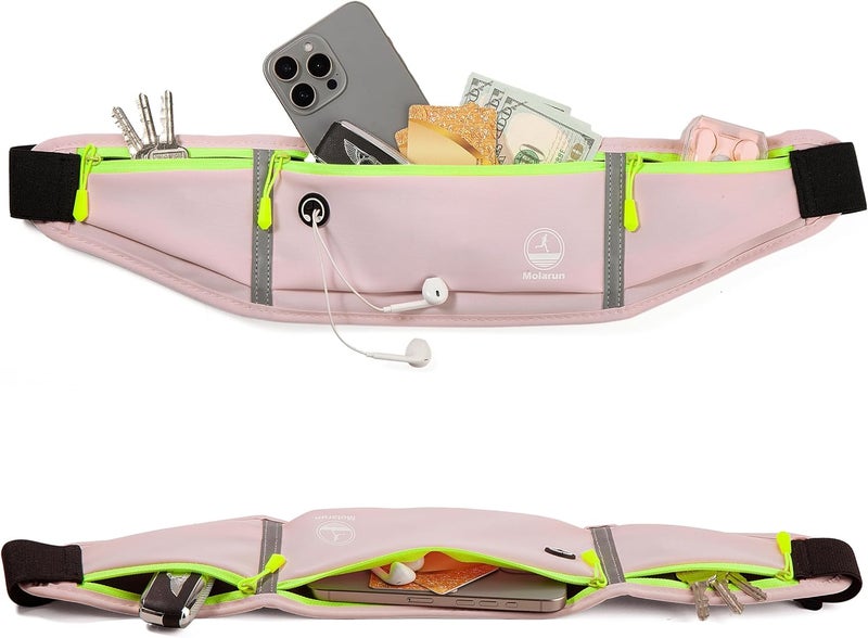 Molarun Running Belt Slim Fanny Packs for Women, Pink Running Fanny Pack Waist Pack Phone Holder for Running Hiking Workout - Image 5