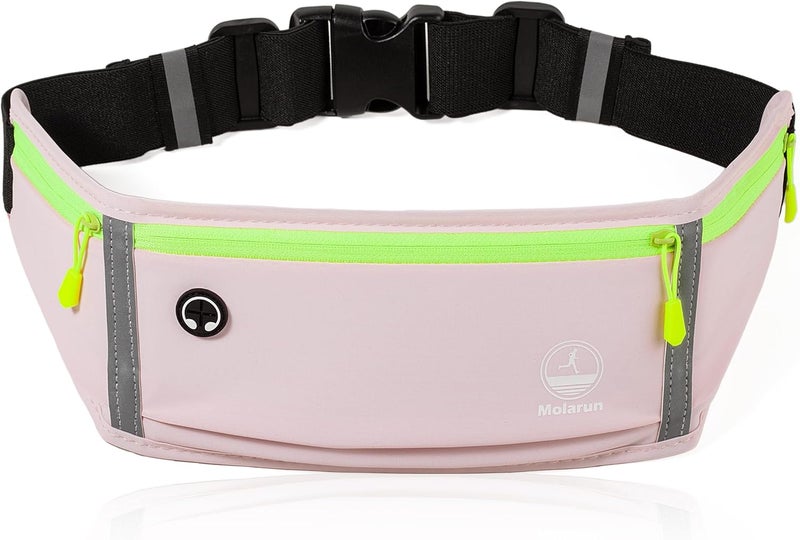 Molarun Running Belt Slim Fanny Packs for Women, Pink Running Fanny Pack Waist Pack Phone Holder for Running Hiking Workout - Image 1