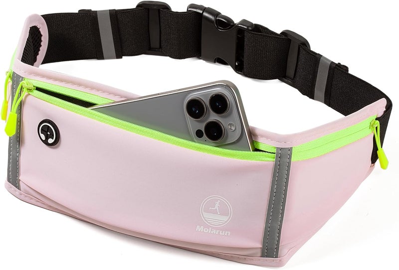 Molarun Running Belt Slim Fanny Packs for Women, Pink Running Fanny Pack Waist Pack Phone Holder for Running Hiking Workout - Image 3