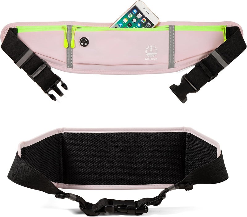 Molarun Running Belt Slim Fanny Packs for Women, Pink Running Fanny Pack Waist Pack Phone Holder for Running Hiking Workout - Image 4