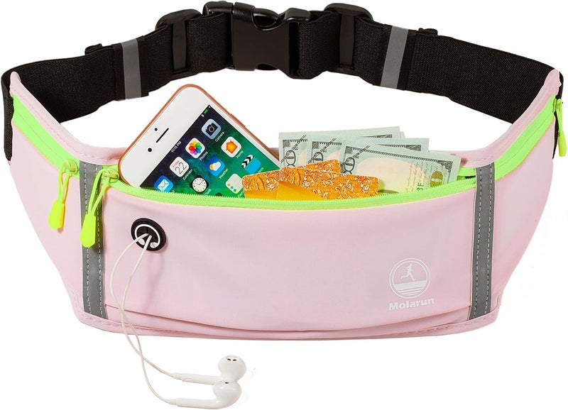 Molarun Running Belt Slim Fanny Packs for Women, Pink Running Fanny Pack Waist Pack Phone Holder for Running Hiking Workout - Image 2