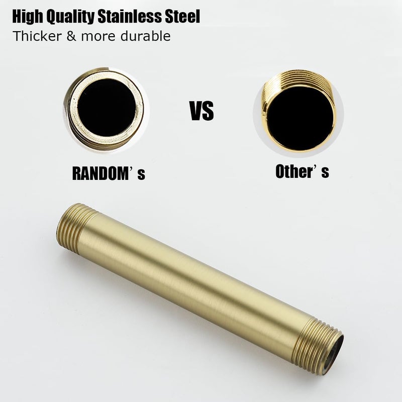 Random Shower Arm with Flange,Gold 4 Inches Ceiling Mount Shower Head Extension Arm Straight Arm Ceiling-Mounted For Fixed Shower Head,Brushed Gold.RD91038-4BG - Image 2