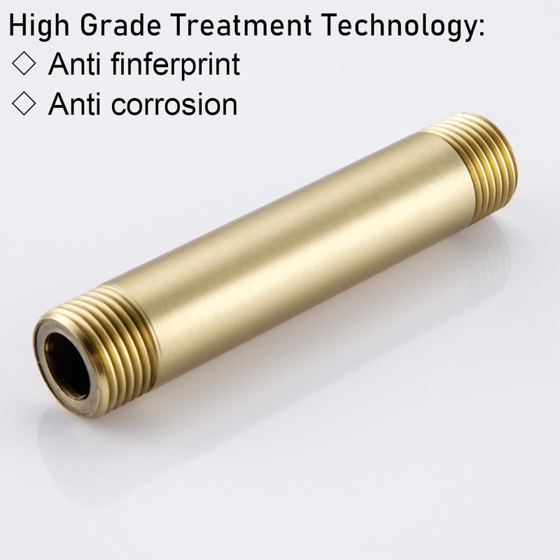 Random Shower Arm with Flange,Gold 4 Inches Ceiling Mount Shower Head Extension Arm Straight Arm Ceiling-Mounted For Fixed Shower Head,Brushed Gold.RD91038-4BG - Image 4