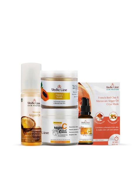Vedicline Overnight Skin Repairing Kit, With The Goodness of Moroccan Argan Oil & Vitamin C To Makes Skin Youthful (350ml)