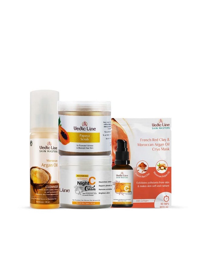 Vedic Line Vedicline Overnight Skin Repairing Kit, With The Goodness of Moroccan Argan Oil & Vitamin C To Makes Skin Youthful (350ml)  - Image 1