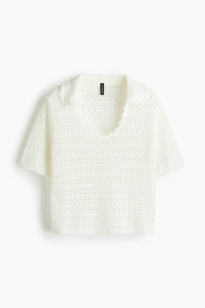 H&M Collared hole-knit top