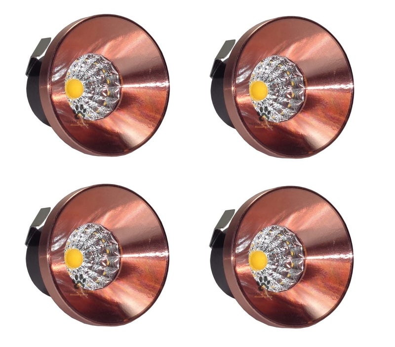 Mufasa 3 Watts Rose Gold Body 2.8CM DIAMETER LED Ceiling COB Spot, Focus, Down Light, Round, Ceiling Pop Light (Please Check Dimensions Image) (Warm White) (Pack Of 4) - Image 1