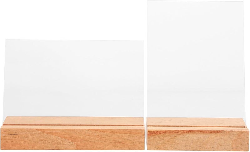 Healifty Double-sided Vertical and Horizontal Photo Frame 5-inch Beech Wood Acrylic Desktop Decorative Picture Holder for Office and Home Table Display 2pcs - Image 1