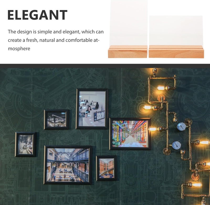 Healifty Double-sided Vertical and Horizontal Photo Frame 5-inch Beech Wood Acrylic Desktop Decorative Picture Holder for Office and Home Table Display 2pcs - Image 3