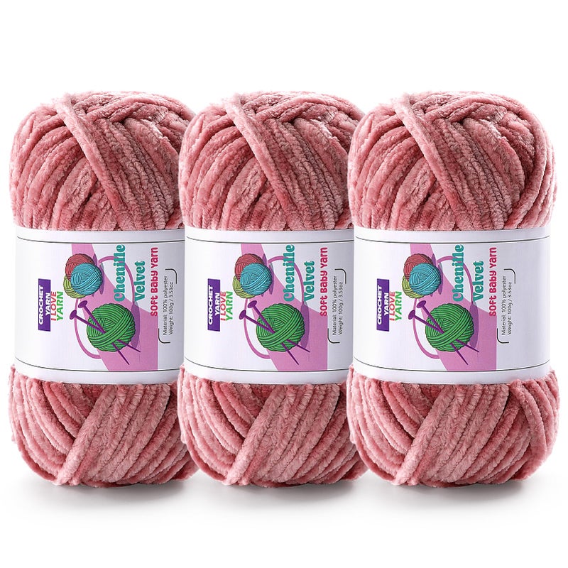 DAERBOF 3 Skeins Velvet Chunky Yarn Chenille Yarn for Crocheting and Hand Knitting Blanket Yarns for Making Scarves and Knitting Projects Amigurumi Crochet Yarn 335oz 3875yds - Image 3