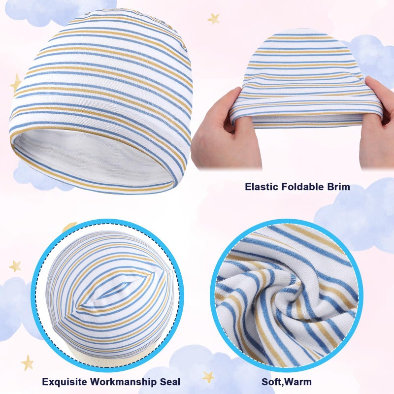 قبعات أطفال قطنية دافئة للمبتسرين من 6 قطع مع تصميم بياني لوحدة العناية المركزة - Image 5