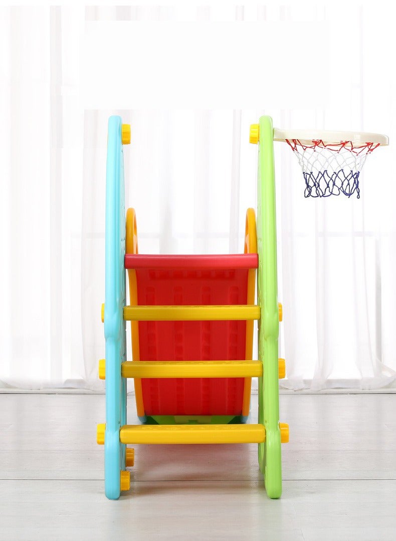 فول جوي مجموعة أرجوحة مع 2 زحليقة  للأطفال مع حلقة كرة سلة و موسيقي، لعبة 5 في 1 للأطفال للعب منزلق متسلق داخلي وخارجي مرجيحة وسلم تسلق و حلقة كرة سلة - Image 5